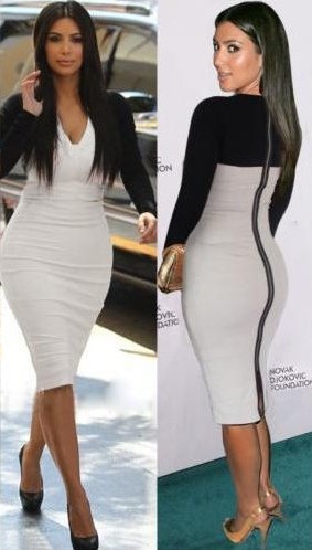 F66606  Sexy White Black Bodycon Dress Cocktail Celebrity Kim Kardashian Style